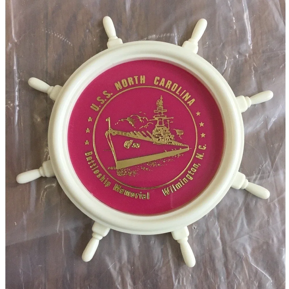 VTG‎ 1965–1980 USS North Carolina Coaster Set 6 Multicolor Nautical Coastal USA